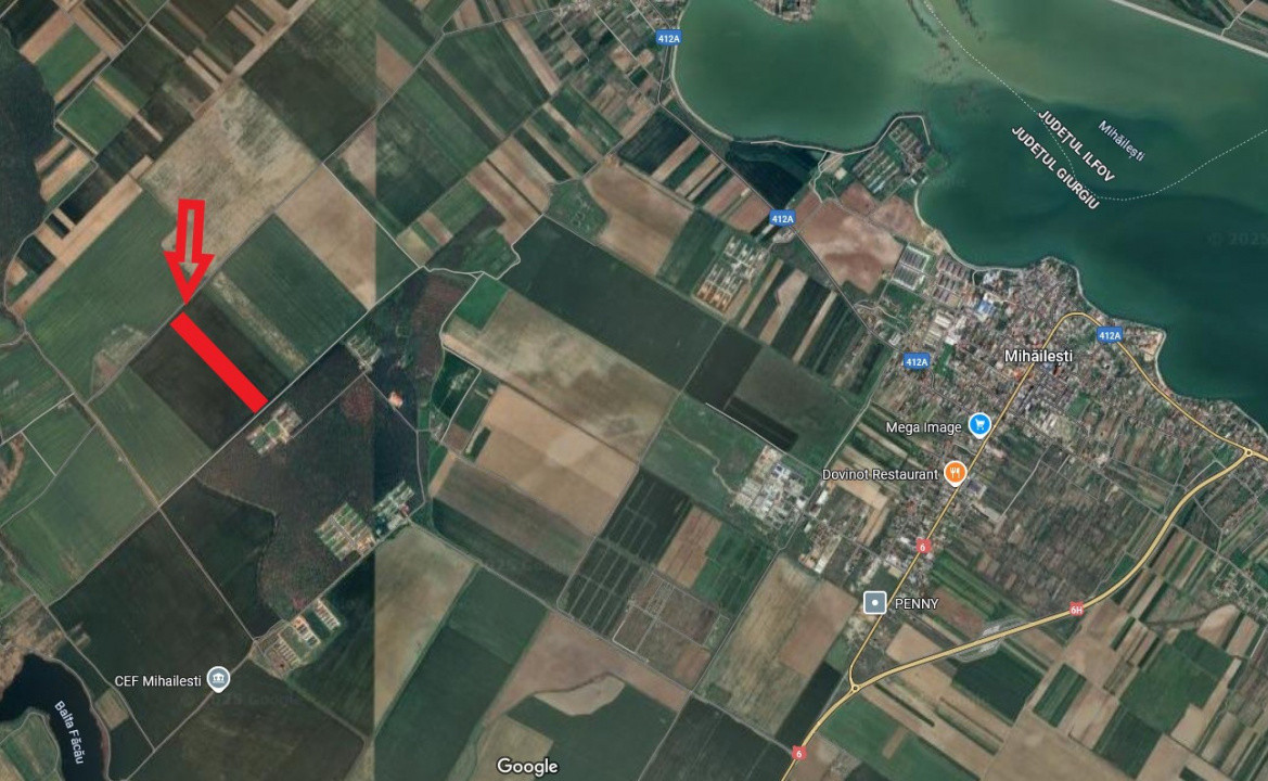 Mihăilești - Giurgiu Teren intravilan – 40.600 mp, deschidere 55 ml