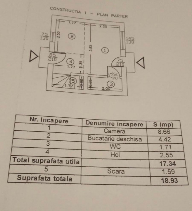 Duplex, doua camere, Domnesti, Drumul Targului